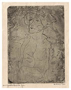Femme, demi figure, etching by Henri Gaudier-Brzeska